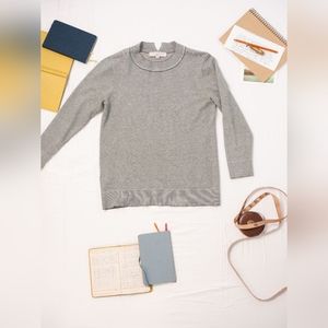 Loft Striped Sweater in Sage & White